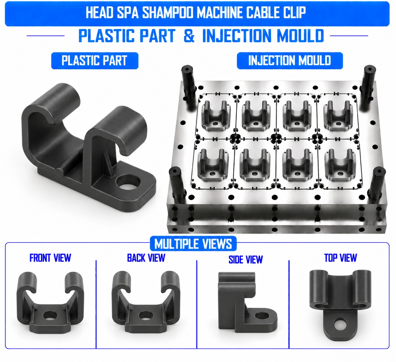 Head Spa Shampoo Machine Plastic Cable Clip Mould and Moulding Services